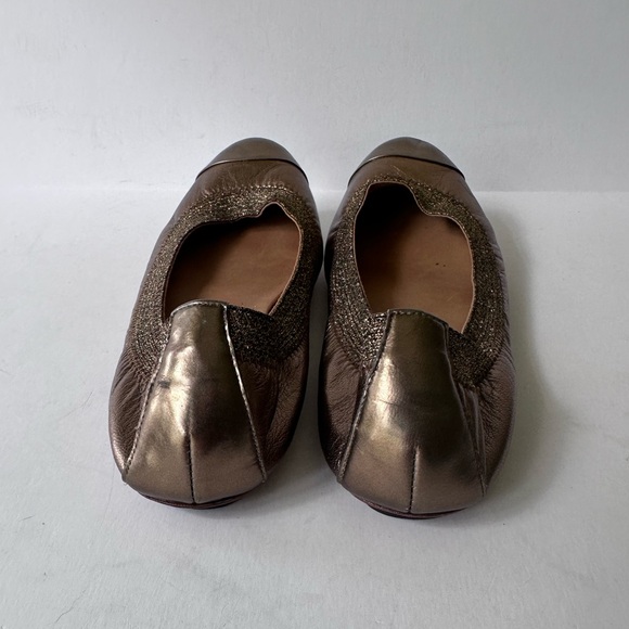 Ann Taylor Bronze Gold Metallic Leather Cap Toe Ballet Flats - Picture 6 of 13